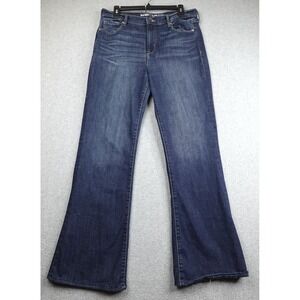 Old Navy High Rise Flare Jeans Womens 10 Tall Medium Wash Blue Denim Pocket BOHO